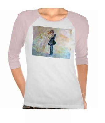 Wedding Dance Whimsical Designer Art Bridal T-Shirt by artist Marie-Jose Pappas of Innocent Originals