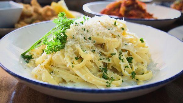 Fettuccini Alfredo Pasta at The Daily Outpost