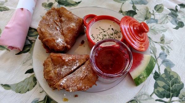 The Monte Cristo with cream of mushroom soup.