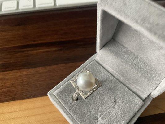 Old engagement ring with modification to a cocktail ring with pearl