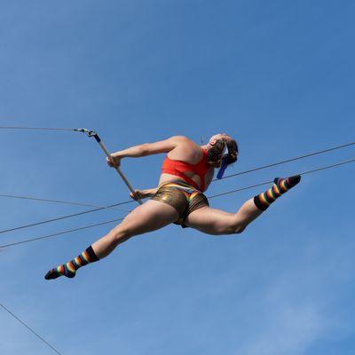 Flying outside in the sunshine at our Pier 40 location.