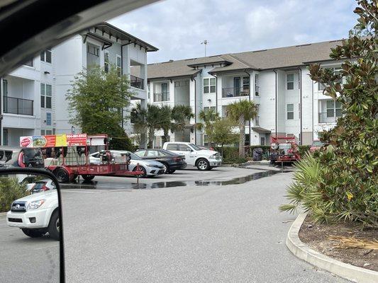 Commercial pressure washing of an apartment complex