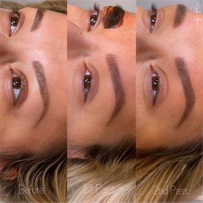 Cover up of previously tattooed eyebrows with shading technique