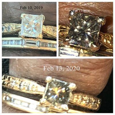 Diamond before and after repair.