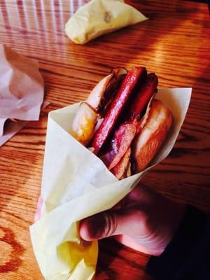 Fried red potato dog with bacon! Amazing! Truly delicious! Must try! You will not be disappointed!