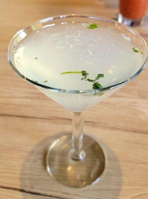 SPA-TINI: vodka, lemon, cilantro, fresh cucumber