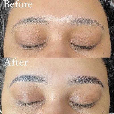 Before and After of Brow Wax and Tint.