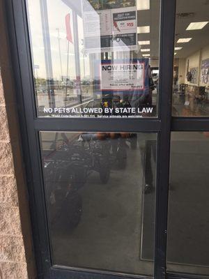 No pets allowed, state law.