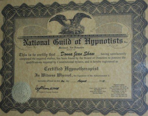 National Guild of Hypnotist Graduate & Member