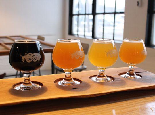 Set of four to taste - an amazing Porter and three stand-up IPAs