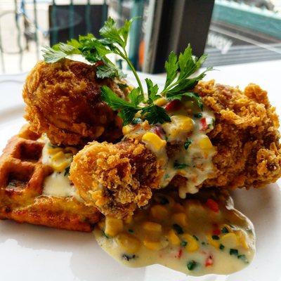 Fried chicken & Amish stye potato waffles