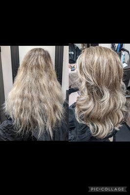 Cut, color, & highlight before & after