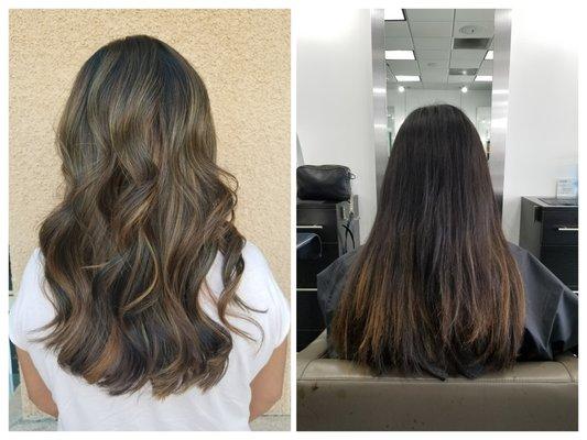 (R-L): before & after balayage!