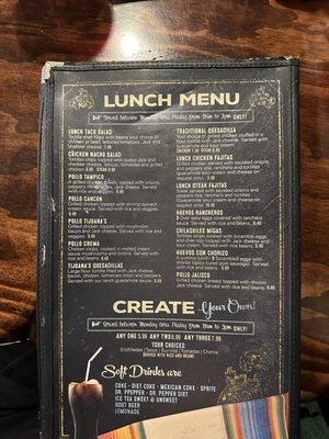 Lunch menu