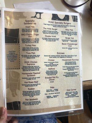 The second page of the menu.