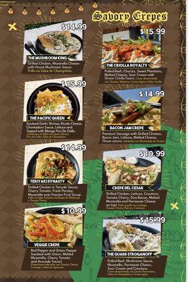 Savory Crepes Menu