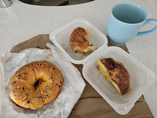 Best Bagel Place in all of Aberdeen/Matawan Rt.34 This is the French toast bagel and an egg everything  Can't beat this spot!