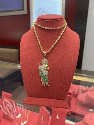 San Judas Pendant And Rope Chain