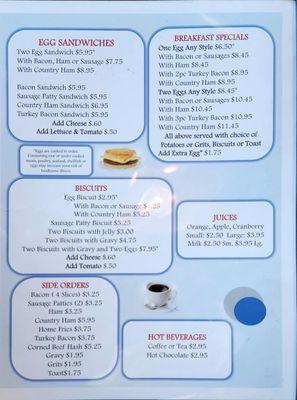 Breakfast menu April 2024