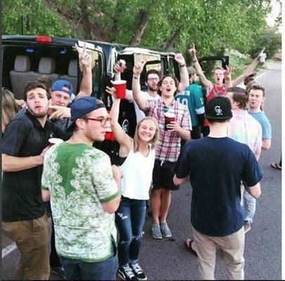 2 vans filled with college kids from Boulder