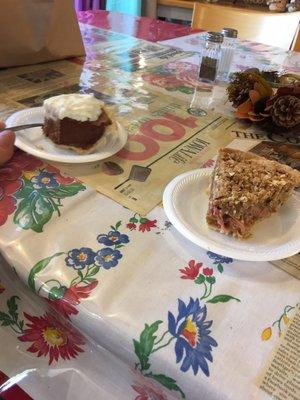 Rhubarb crunch pie and French silk!