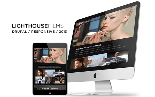 Lighthouse Films - Drupal CMS, Responsive Website Design.  Completed in 2013.