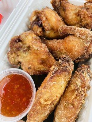 Crunchy herb wings. Lemongrass and cilantro. Pretty tasty