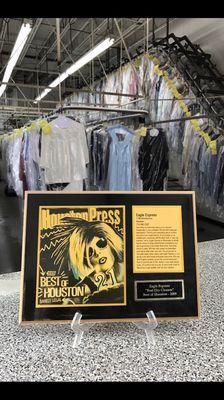 Award from Houston Press for Best Dry Cleaners in 2009