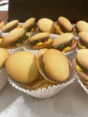 Combo 1. A burger and fries in cookie form.