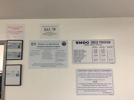 Information for cost of smog