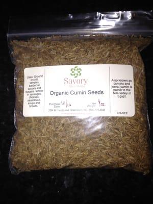 8 ounces of Organic Cumin Seeds - roast them to include in curry powder; also use in the Raita to go with certain Indian dishes.