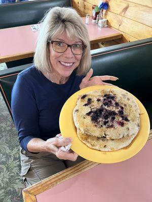 Ma, with her huge "short stack" of blueberry pancakes.