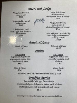 Menu as of 8/3/21