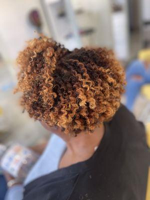 New fall color application and Twistout styling for our Curlfriend