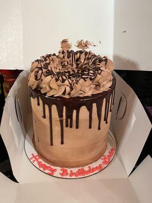 Chocolate ganache cake with chocolate buttercream frosting: 2-tiered, 6" cake