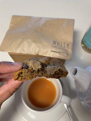 Espresso chocolate chip cookie with my tea :)