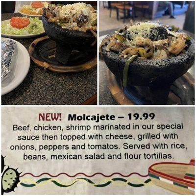 Molcajete (NEW) $19.99 ** Delicious ..served on a piping hot Molcajete Bowl **