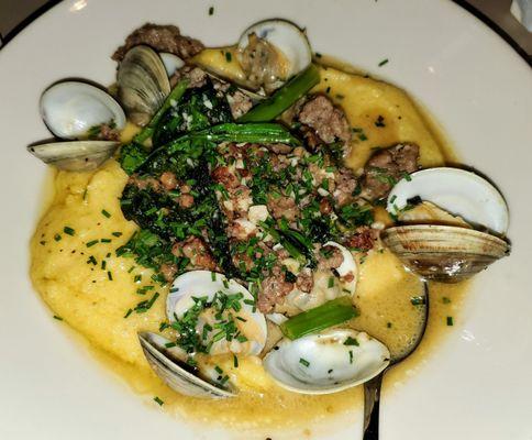 Polenta w/ sausage, clams, and rapini.  Excellent