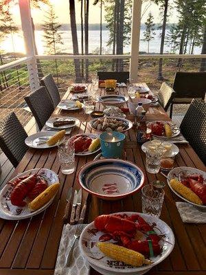 Great way to start our week vacation with lobsters and steamers while sitting on the porch of the house we rented