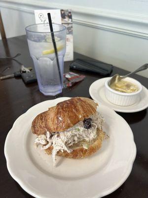 Chicken salad croissant, side of soup