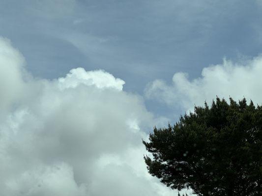 Rare blue sky in stormy camping weekend