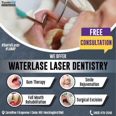 Get a #FREEdentalconsult with ToothHQ's top #Periodontist! Discover the benefits of #laserdentistry today!  Book Now!"
 #dentist, #dwftx