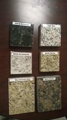 Here are a few common granite samples