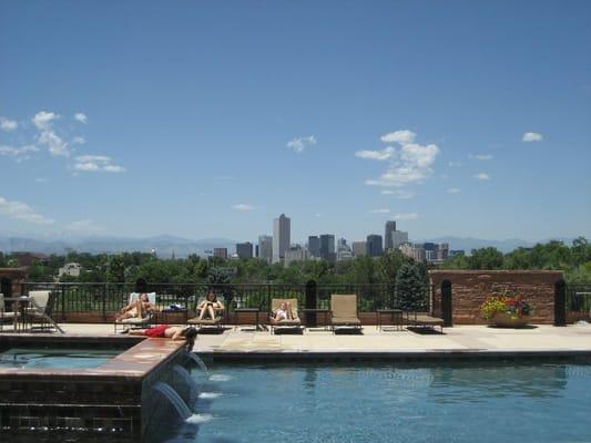 Stunning views from the rooftop deck of The Pinnacle condos in Denver