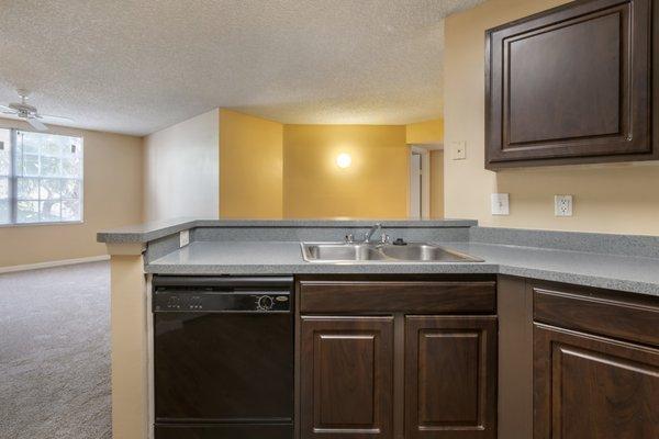 Kitchen breakfast bar with double basin sink