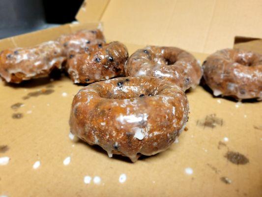 Glazed blueberry cake donuts