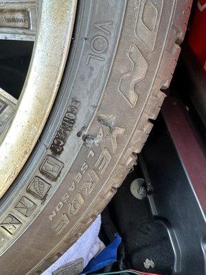 Damaged tire