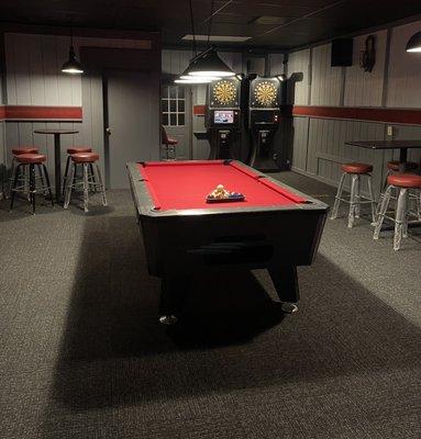 Pool table and dart boards