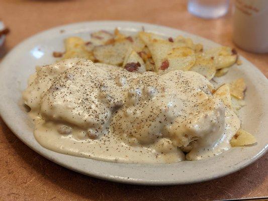 Biscuits and Gravy with House Potatoes