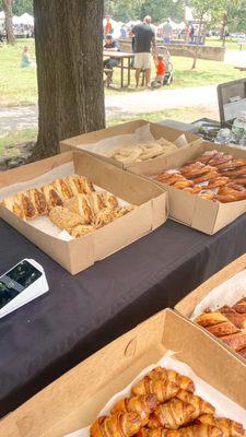 Jerusalem, pretzeled,  challah peerless, assorted burekas, and rugelach at the Hope Street Farmers Market in Providence